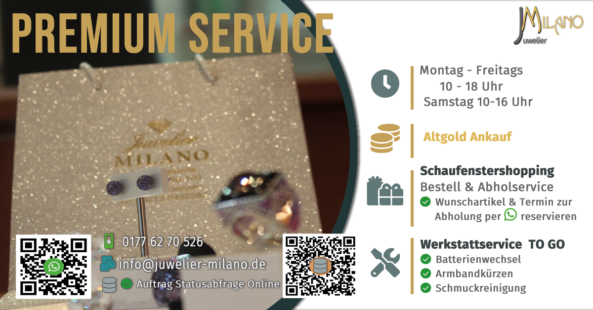 Juwelier-Geschäft mit Premium-Service
                                                                                    Luxuriöser Schmuck und Uhren
                                                                                    Trauringe in Premium-Qualität
                                                                                    Kompetente Beratung für individuelle Anforderungen
                                                                                    Schnelle Reparatur- und Gravurdienste
                                                                                    Hochwertiger Ankaufservice für Schmuck und Uhren 